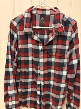 Backcountry Men's Red & Navy Plaid Button-Down Shirt
